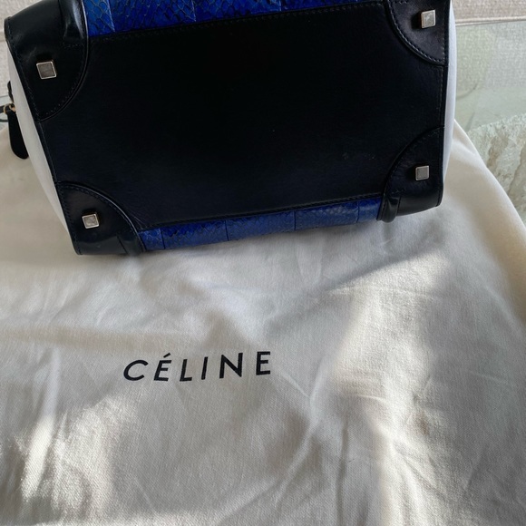 Celine Royal Blue Python Tricolor Mini Luggage Tote - Picture 13 of 14